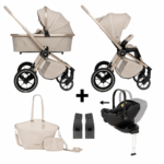Kinderwagen Muuvo Quick Boho 2-in-1 Set Beige + Autostoel Novi Baby Joy 360 Pro + Base + Adapterset