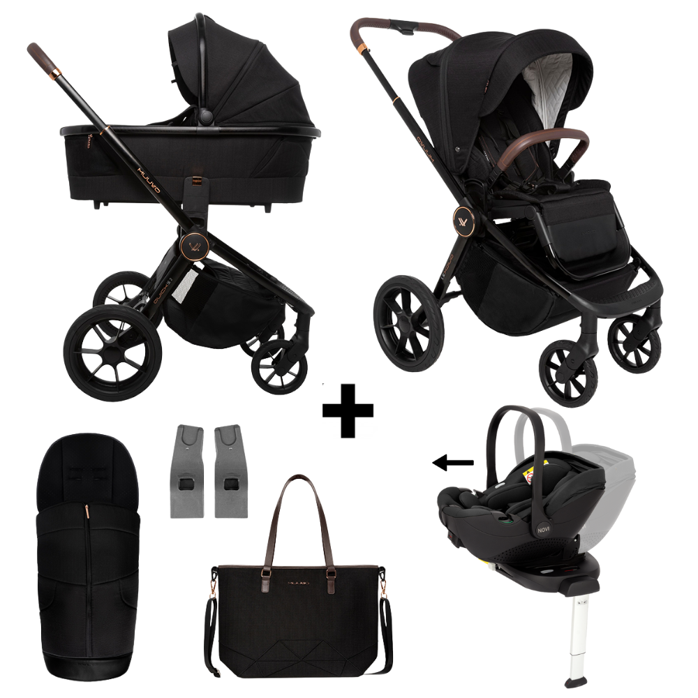 Kinderwagen Muuvo Quick SE2 2-in-1 Set Sunset Black + Autostoel Novi Baby® Joy Pro 360&Base&Adapterset