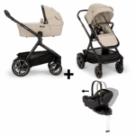 Kinderwagen Nuna DEMI Next Biscotti + Autostoel Joy Glide 360° All Black&Base