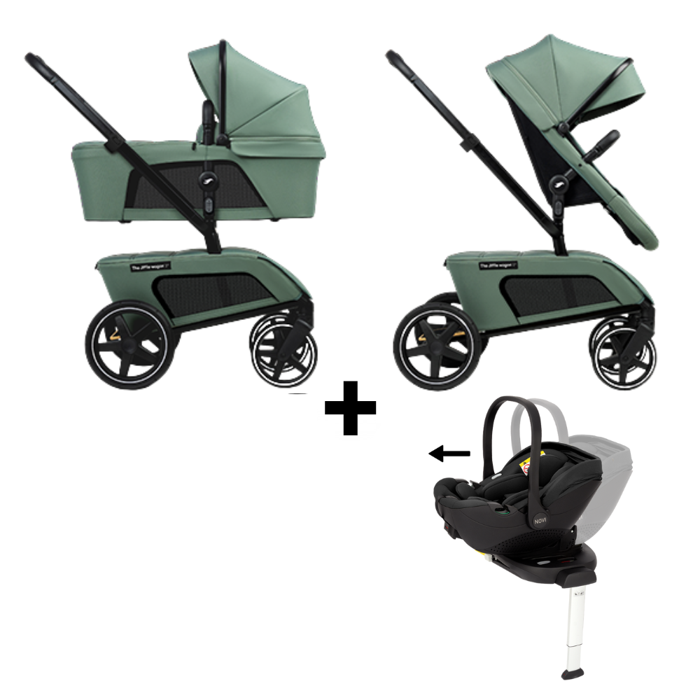 Set | Kinderwagen The Jiffle Wagon 2+ Plus Pine Incl. Autostoel Novi Baby Joy Pro 360&Base Set | Kinderwagen The Jiffle Wagon 2+ Plus Pine Incl. Autostoel Novi Baby Joy Pro 360&Base - Afbeelding 1