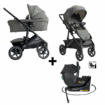 Kinderwagen Joie Signature Vinca Evergreen met Autostoel Jacky Pro 360° All Black&Base