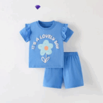 SunnyBloom– Zomer&Schattig– Matchende Zomerset Mooie blauwe bloem / 140 (6-7 jaar) | Educatief Speelgoed