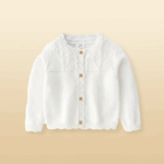 CozyCub– Comfortabel&Modieus– Gebreide Kinder Cardigan Sweater Sneeuwwit / 120 (3-4 jaar) | Educatief Speelgoed