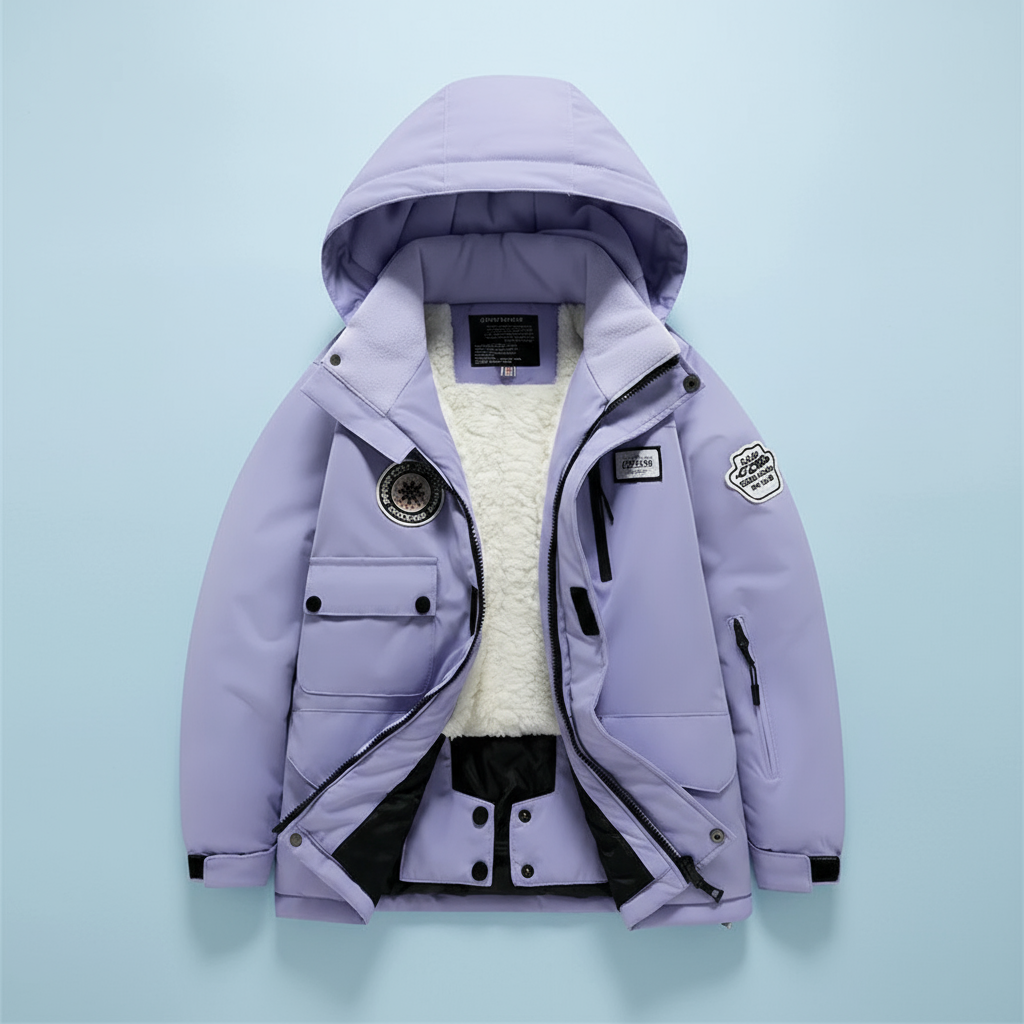 12_131d329d-1d5e-4b6f-93fe-27c4e6716e9f GlacierFit– Ademend&Beschermend Waterdicht– Ski-pak met Fleecevoering Paarse jas / 120 (7–8 jaar) | Educatief Speelgoed - Afbeelding 1