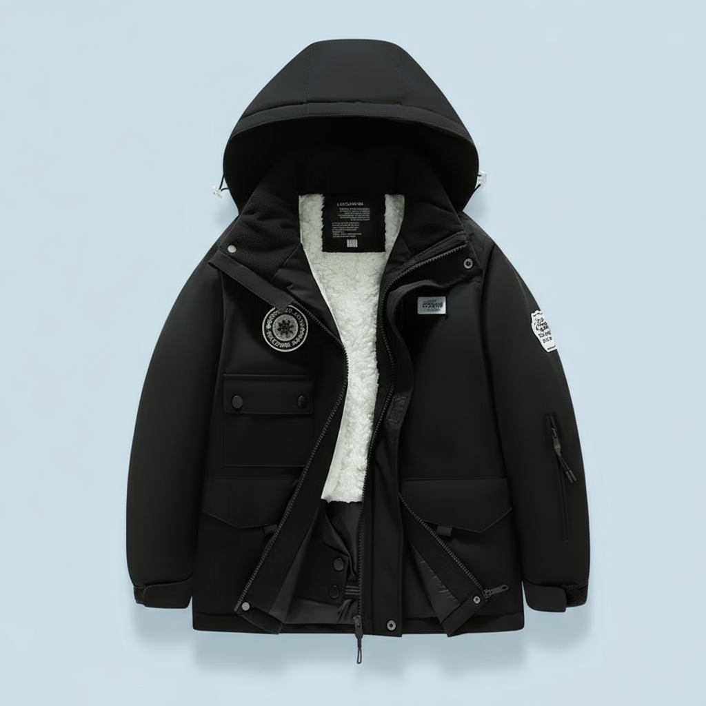 13_2276c442-4101-489e-80db-67ea5ae521b0 GlacierFit– Ademend&Beschermend Waterdicht– Ski-pak met Fleecevoering Zwarte Jas / 110 (5–6 jaar) | Educatief Speelgoed - Afbeelding 1