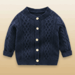 CozyCub– Comfortabel&Modieus– Gebreide Kinder Cardigan Sweater Donkerblauw / 110 (2-3 jaar) | Educatief Speelgoed