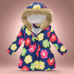 CozyTrend– Elegant&Knus– Gewatteerde Winterjas voor meisjes Kleurrijke bloemenprint / 110 (4-5 jaar) | Educatief Speelgoed