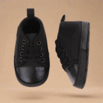 BabyStride– Ademend&Flexibel–'Eerste stapjes'Sneakers Zwart leer / 12 ( 6–12 maanden) | Educatief Speelgoed