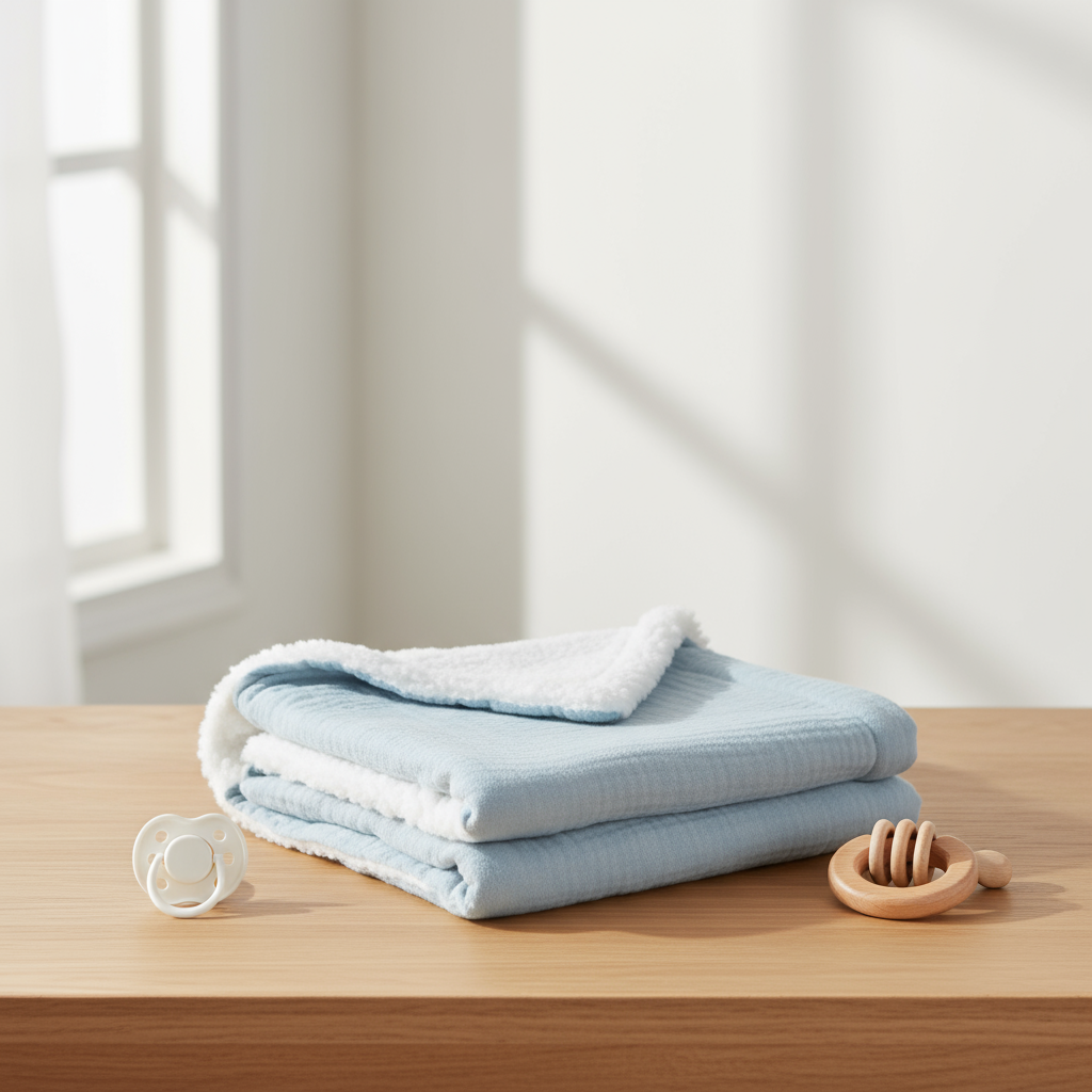 SnuggleBear– Premium Dikke&Zachte Baby Deken Baby Blauw | Educatief Speelgoed