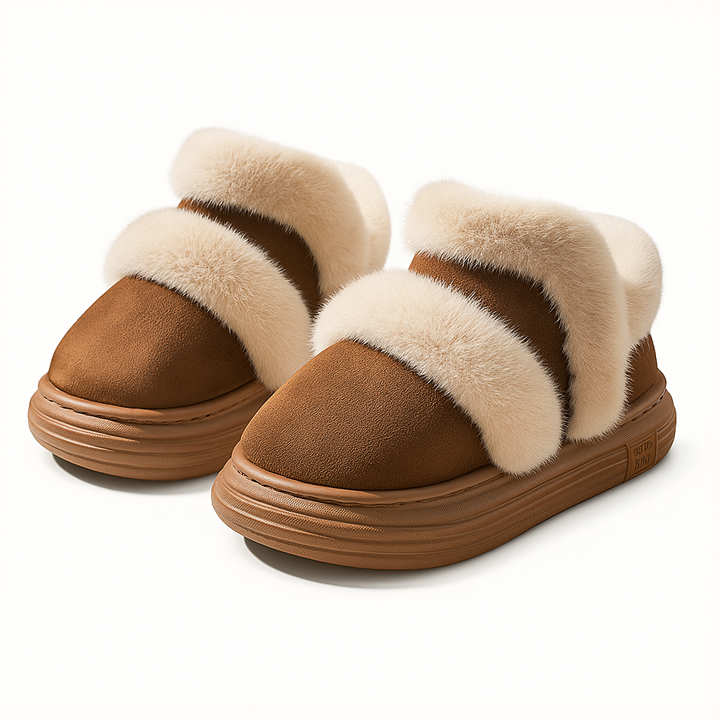 20250918_1342_Cozy_Brown_Slippers_remix_01k5ea10b5fm580a1edjhs39f8 Little Steps– Warm&Stijlvol– Bagd Enkellaars voor Meisjes Koffie / 220 (5–6 jaar / 21 cm) | Educatief Speelgoed - Afbeelding 1
