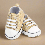 BabyStride– Ademend&Flexibel–'Eerste stapjes'Sneakers Goud Glitter / 11 (0–6 maanden) | Educatief Speelgoed