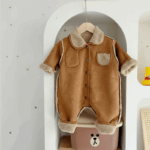 CozyNest– Knus&Modieus– Dikke Winterromper met Capuchon Bruin / 66 (0-3 maanden) | Educatief Speelgoed