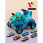 TurboRex– Avontuurlijk&Interactief– Dinosaurus Speelgoedauto Blauw - 6 Auto / 6 auto's | Educatief Speelgoed