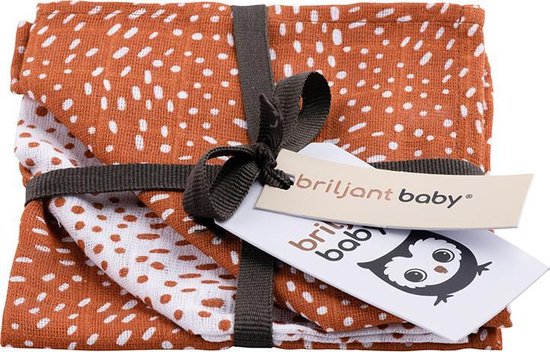 Washandjes Briljant Baby Hydrofiel Minimal Dots Terra 3st - Afbeelding 1