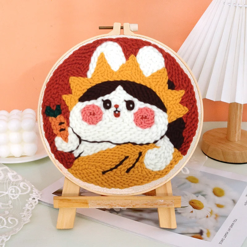 3_554647cd-e49c-40d4-8eb5-5e9d4628a9d9 SoftLoop– Zacht&Creatief– DIY Punch Needle Thuisdecor Set Konijntje | Educatief Speelgoed - Afbeelding 1