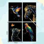 GlowArt– Glow-in-the-dark – Kraskaarten Set Dier B | Educatief Speelgoed