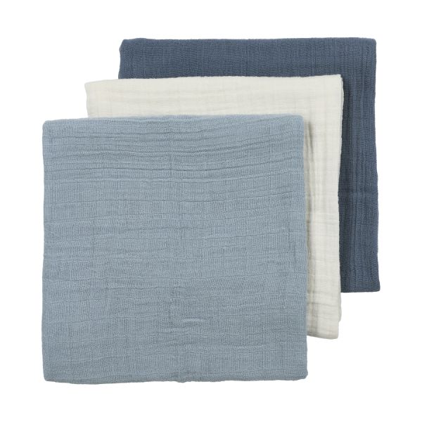 Luier Meyco Pre-Washed Uni Natural/Jeans Blue/Indigo 3-pack - Afbeelding 1