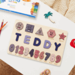 Woods™ - Geef een blijvende herinnering! - Gepersonaliseerde puzzel Vormen&Cijfers - Gestippeld/Gestreept | Educatief Speelgoed