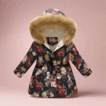 CozyTrend– Elegant&Knus– Gewatteerde Winterjas voor meisjes Bruin gebloemd / 120 (5-6 jaar) | Educatief Speelgoed