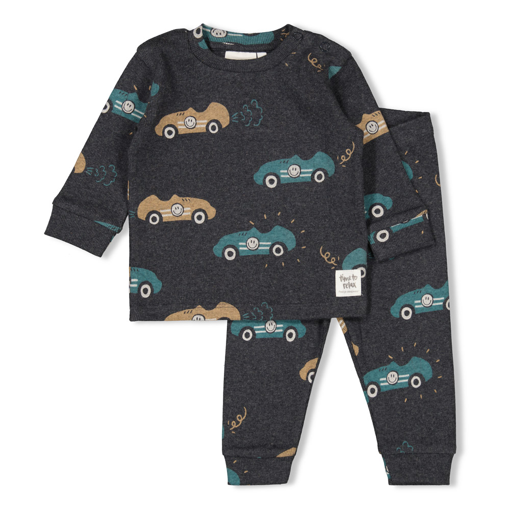 Pyjama Feetje Premium Sleepwear Ricky Racer Antraciet Melange 92 t/m 104 - Afbeelding 1