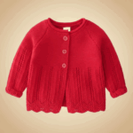 CozyCub– Comfortabel&Modieus– Gebreide Kinder Cardigan Sweater Kersenrood / 110 (2-3 jaar) | Educatief Speelgoed