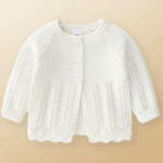 CozyCub– Comfortabel&Modieus– Gebreide Kinder Cardigan Sweater Parelwit / 90 (12-18 maanden) | Educatief Speelgoed