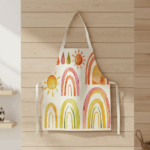 MiniChef™ – Speels&Vlekwerend– Kinder Schort M (5-8 jaar) / Zonnige regenboog | Educatief Speelgoed