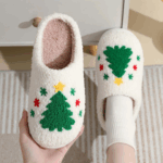 Noordlicht– Warm&Feestelijk– Pluche Kerstpantoffels met motief Kerstboom / 38-39 | Educatief Speelgoed