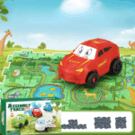 Car Track™ - Bouw, speel en ontdek - Speelgoedautoset Rode Auto / 15-delige | Educatief Speelgoed