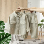 LittleExplorer– Comfortabel&Stoer– Kinderbroek&Overhemd Set Beige / 100 (3 jaar) | Educatief Speelgoed