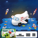 Car Track™ - Bouw, speel en ontdek - Speelgoedautoset Wit Vliegtuig / 15-delige | Educatief Speelgoed