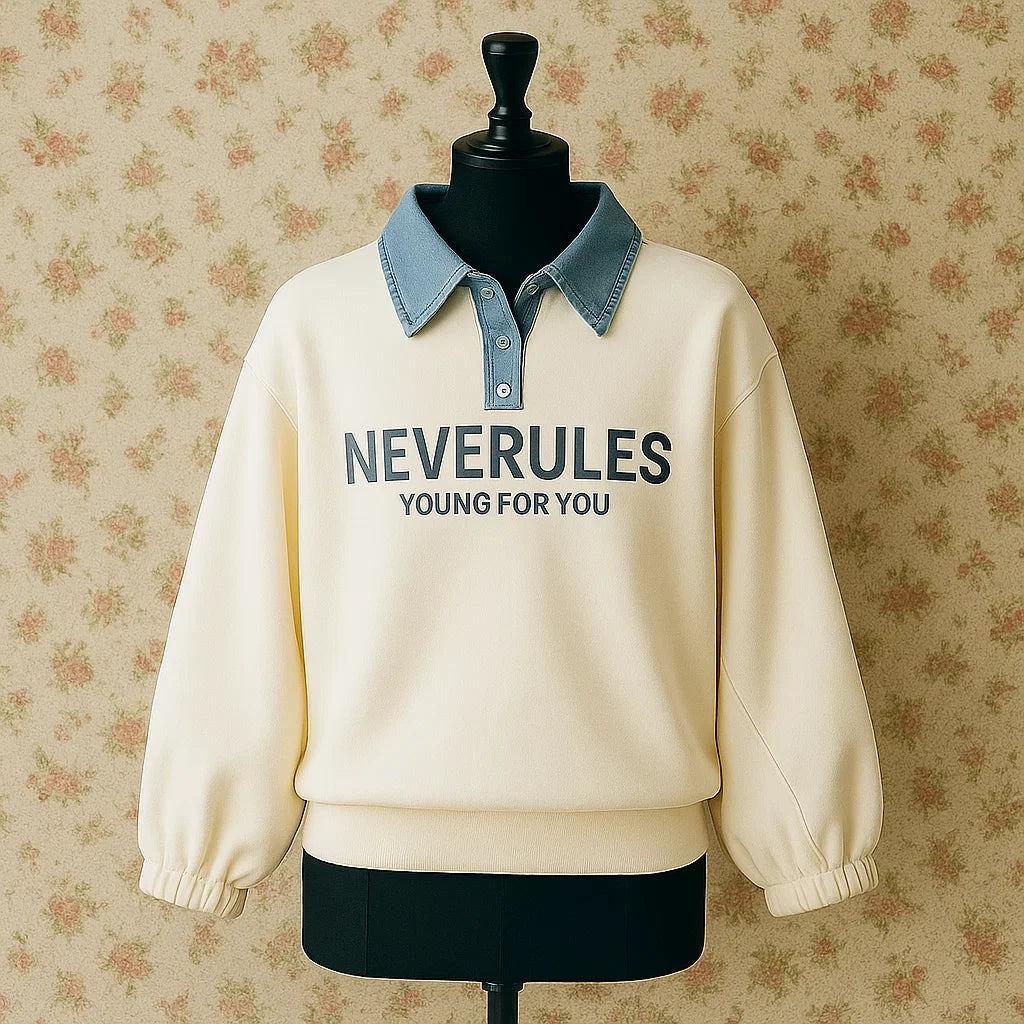 assets_task_01k6f9j7tyf7sb8f0a5xfjzwyj_1759302551_img_1 FashionKids– Stijlvol&Speels– Poloshirt met denim kraag 150 (10-11 jaar) | Educatief Speelgoed - Afbeelding 1