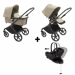 Kinderwagen Bugaboo Fox Cub Compleet Black/Desert Beige met Autostoel Joy Pro Glide 360°&Base