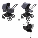 Kinderwagen Bugaboo Fox Cub Compleet Black/Stormy Blue met Autostoel Joy Pro Glide 360°&Base