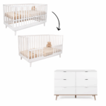 Babykamer Finori Göteborg (Meegroei Ledikant Elise 70x140 White + Commode 6-lades)