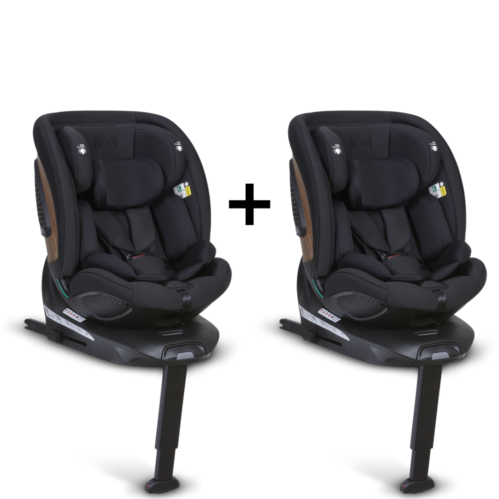 Set | 2x Autostoel Novi Baby® Daniel Premium Wood/All Black Set | 2x Autostoel Novi Baby® Daniel Premium Wood/All Black - Afbeelding 1
