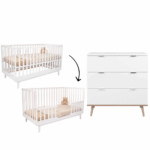 Babykamer Finori Göteborg + Elise 70x140 White (Commode + Meegroei Ledikant)
