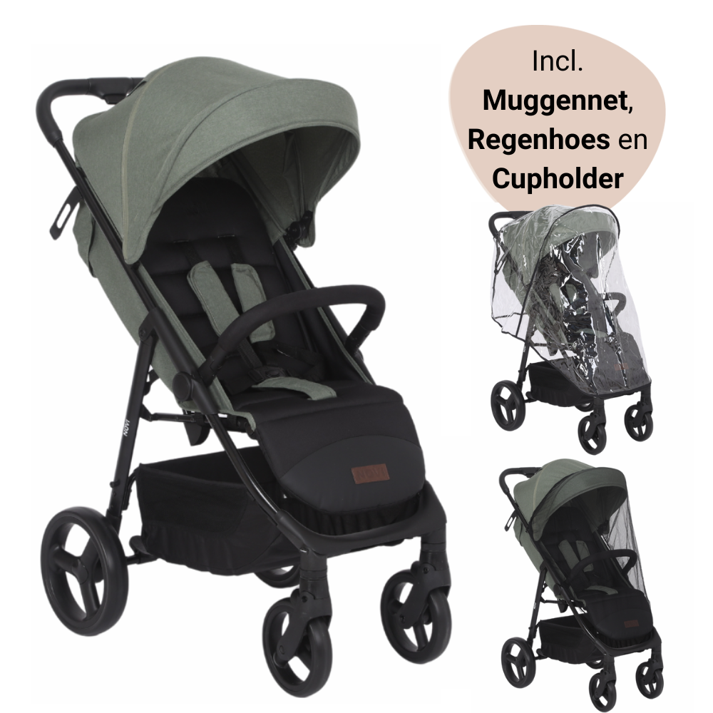 Set | Buggy Novi Baby® Grande Go Black/Green Met Accessoires Pakket Set | Buggy Novi Baby® Grande Go Black/Green Met Accessoires Pakket - Afbeelding 1