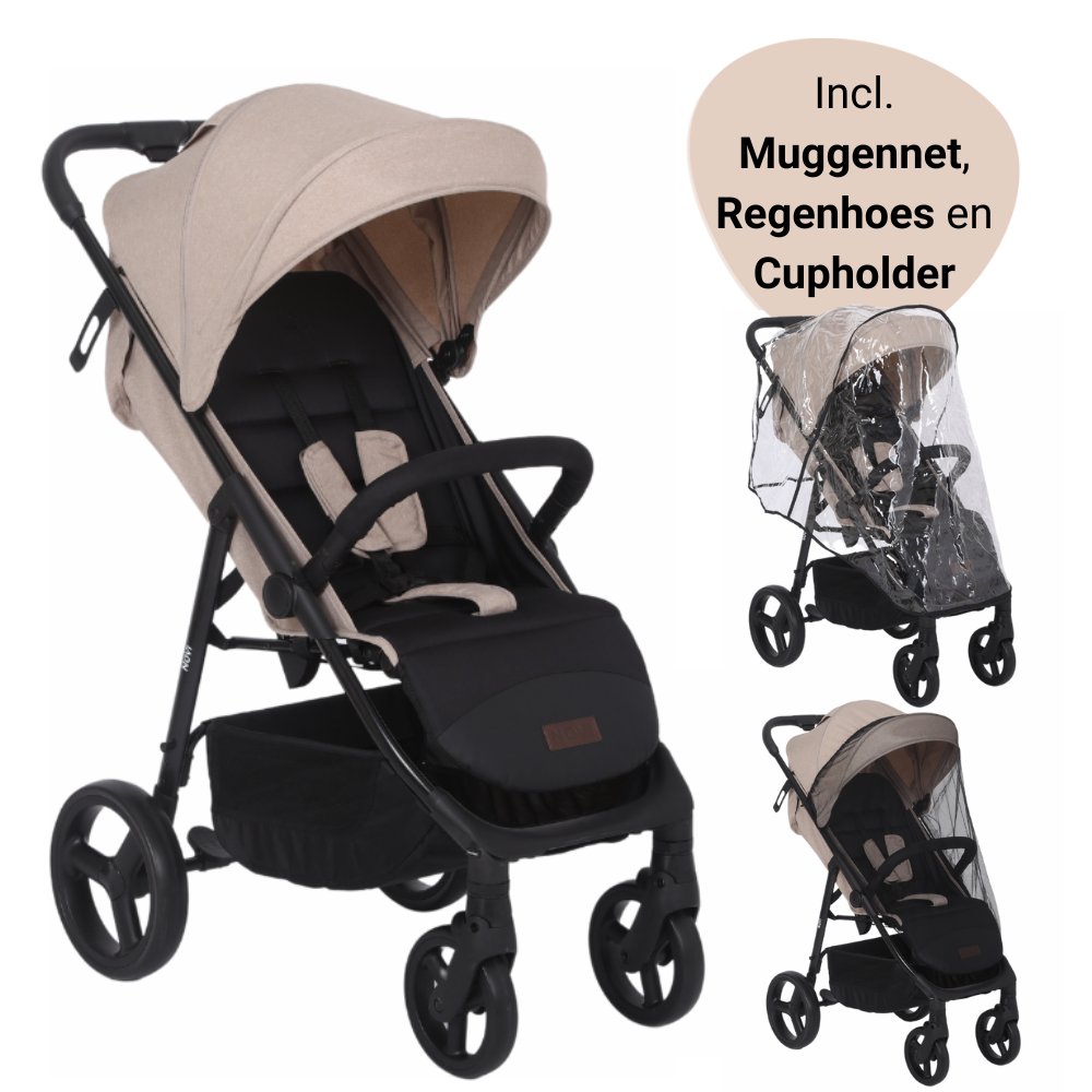 Set | Buggy Novi Baby® Grande Go Sand/Black Met Accessoires Pakket Set | Buggy Novi Baby® Grande Go Sand/Black Met Accessoires Pakket - Afbeelding 1