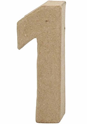 Cijfer 1 in papier-mâché - Cijfer 1 in papier-mâché - - Afbeelding 1