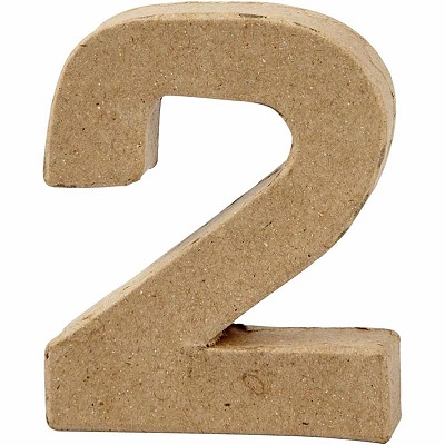 Cijfer 2 in papier-mâché - Cijfer 2 in papier-mâché - - Afbeelding 1