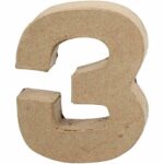 Cijfer 3 in papier-mâché -