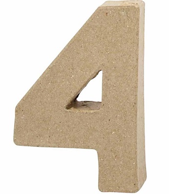 Cijfer 4 in papier-mâché - Cijfer 4 in papier-mâché - - Afbeelding 1