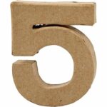 Cijfer 5 in papier-mâché -