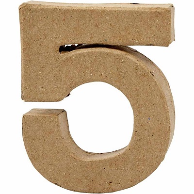 Cijfer 5 in papier-mâché - Cijfer 5 in papier-mâché - - Afbeelding 1