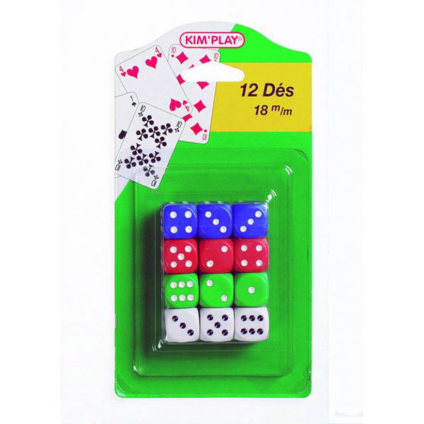 Dobbelstenen 18mm in 4 kleuren (12 stuks) - Dobbelstenen 18mm in 4 kleuren (12 stuks) - - Afbeelding 1