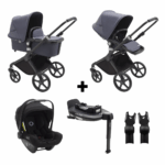 Kinderwagen Bugaboo Fox Cub Complete Black/Stormy Blue + Autostoel Turtle Air + Base by Nuna + Adapters