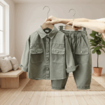 LittleExplorer– Comfortabel&Stoer– Kinderbroek&Overhemd Set Groen / 110 (4 jaar) | Educatief Speelgoed