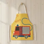 MiniChef™ – Speels&Vlekwerend– Kinder Schort M (5-8 jaar) / Brandweerwagen | Educatief Speelgoed