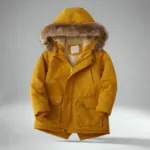 CozyTrend– Elegant&Warm– Parka Winterjas met Bontkraag Geel / 150 (11–12 jaar) | Educatief Speelgoed